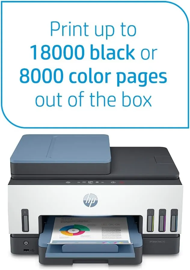 HP | Smart Tank | Touchscreen | Wireless | Print, Copy, Scan, Fax | Automatic Duplex | Print Speed: 15ppm(black) / 9ppm(color) | Up to 18000 black or 8000 color pages included | ST795 | UAE Version 3
