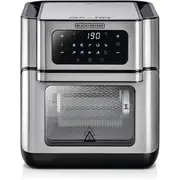BLACK+DECKER 12L Air Fryer Oven, 1500W with Rapid Air Convection Technology, Digital Temperature Control, 90-Minute Timer, 10 Pre-Set Modes, Family-Sized Capacity, Oil-Free Cooking, Sliver - AOF100-B5