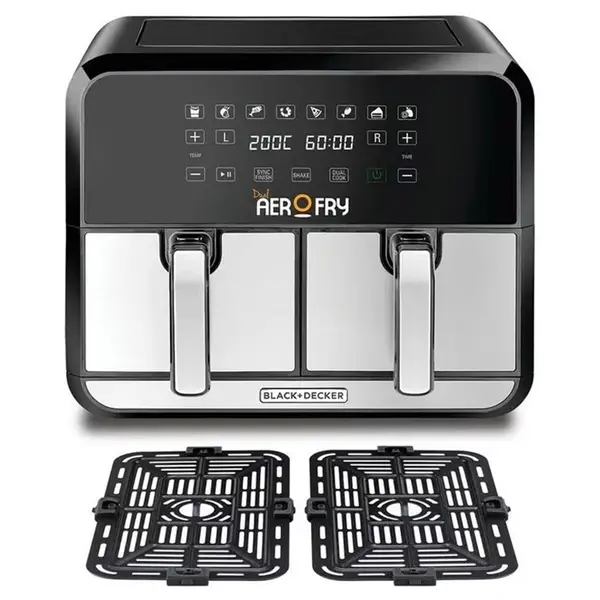 Black & Decker Digital Dual Zone Air Fryer 1700W 4L+4L Capacity With Rapid Hot Air Circulation For Frying, Grilling, Broiling, Roasting, and Baking DZAF1700-B5