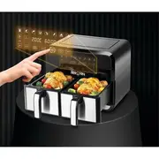 Black & Decker Digital Dual Zone Air Fryer 1700W 4L+4L Capacity With Rapid Hot Air Circulation For Frying, Grilling, Broiling, Roasting, and Baking DZAF1700-B5 4
