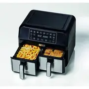 KENWOOD Digital Twin Air Fryer 1.7KG+1.7KG 4L+4L XXXL Capacity with DualZone Technology & Dual Frying Baskets for Frying, Grilling, Broiling, Roasting, Baking, Toasting & Reheating HFP70.000BK Black 4