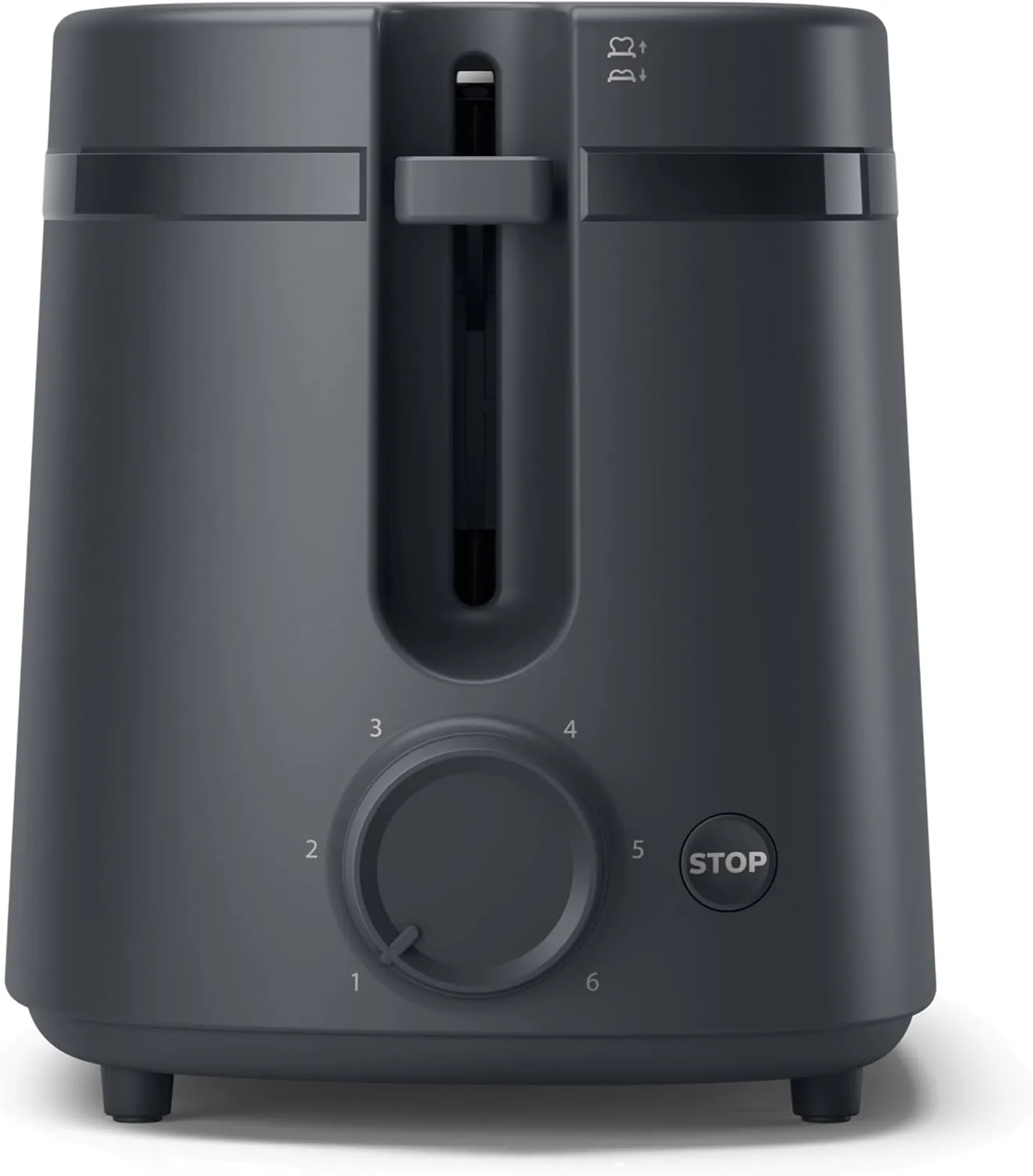 Philips Toaster - 650W, 6 Adjustable Browning Levels, 2 Slice Capacity, Automatic Shut-Off, Instant Stop Button, Removable Crumb Tray, Cord Storage, Charcoal Grey - HD2510/90