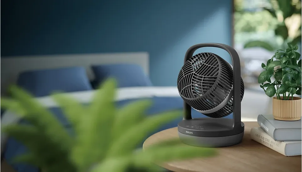 Philips Table Fan 3000 Series - Fan Airflow 738 m³/h, 22cm Head Diameter, 180° Tiltable & Oscillating, 3 Speeds, Sleep Mode, Compact, Black - CX3050/01 3