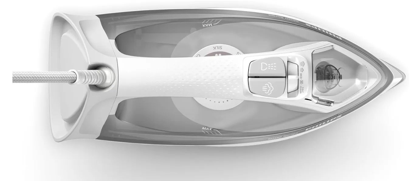 Philips Steam Iron 5000 Series - 2400W, 40g/min Continuous Steam, 160g Steam Boost, 300ML, Anti-Drip Technology, White/Grey - DST5010/16