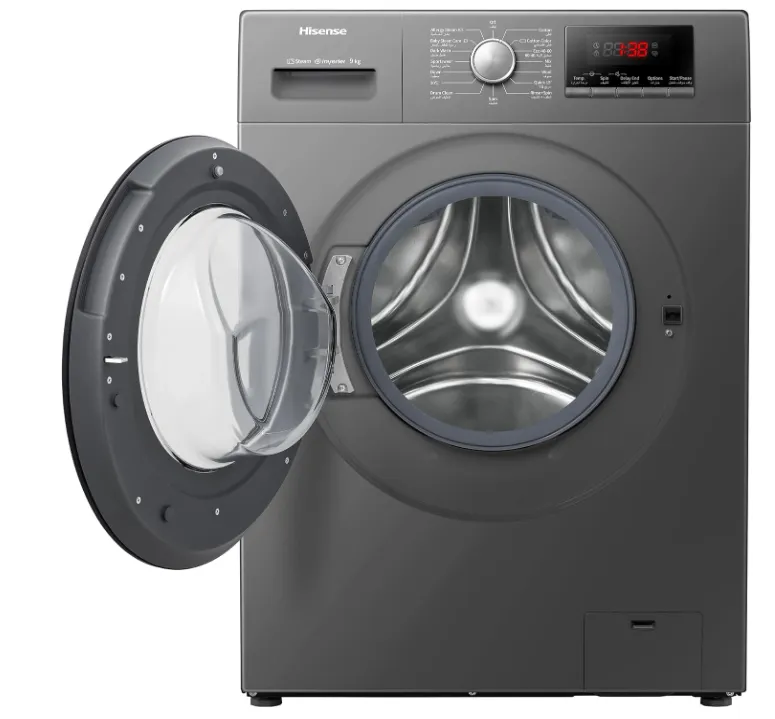 Hisense WFQP9014EVMT 9KG Front Load Washing Machine with Inverter Motor, Steam Care, 1400 RPM & Quick Wash – Titanium Silver 3