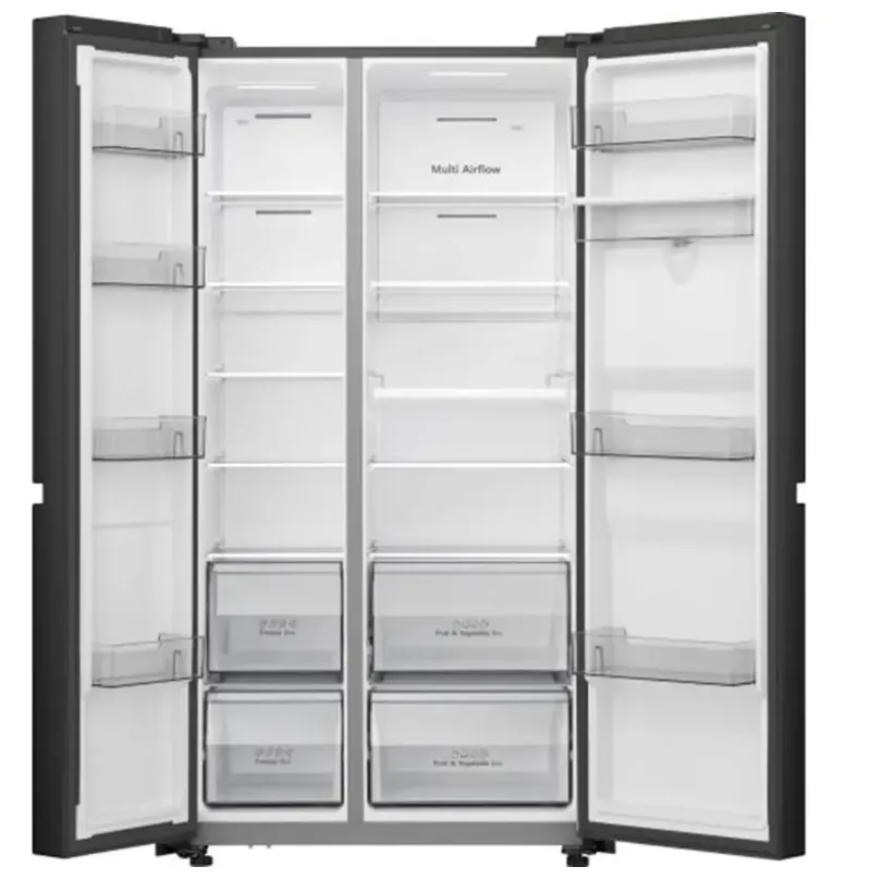HISENSE PureFlat American-Style Smart Fridge Freezer, Touch Eelectronic Control Black Stainless Steel RS840N4WFE 4