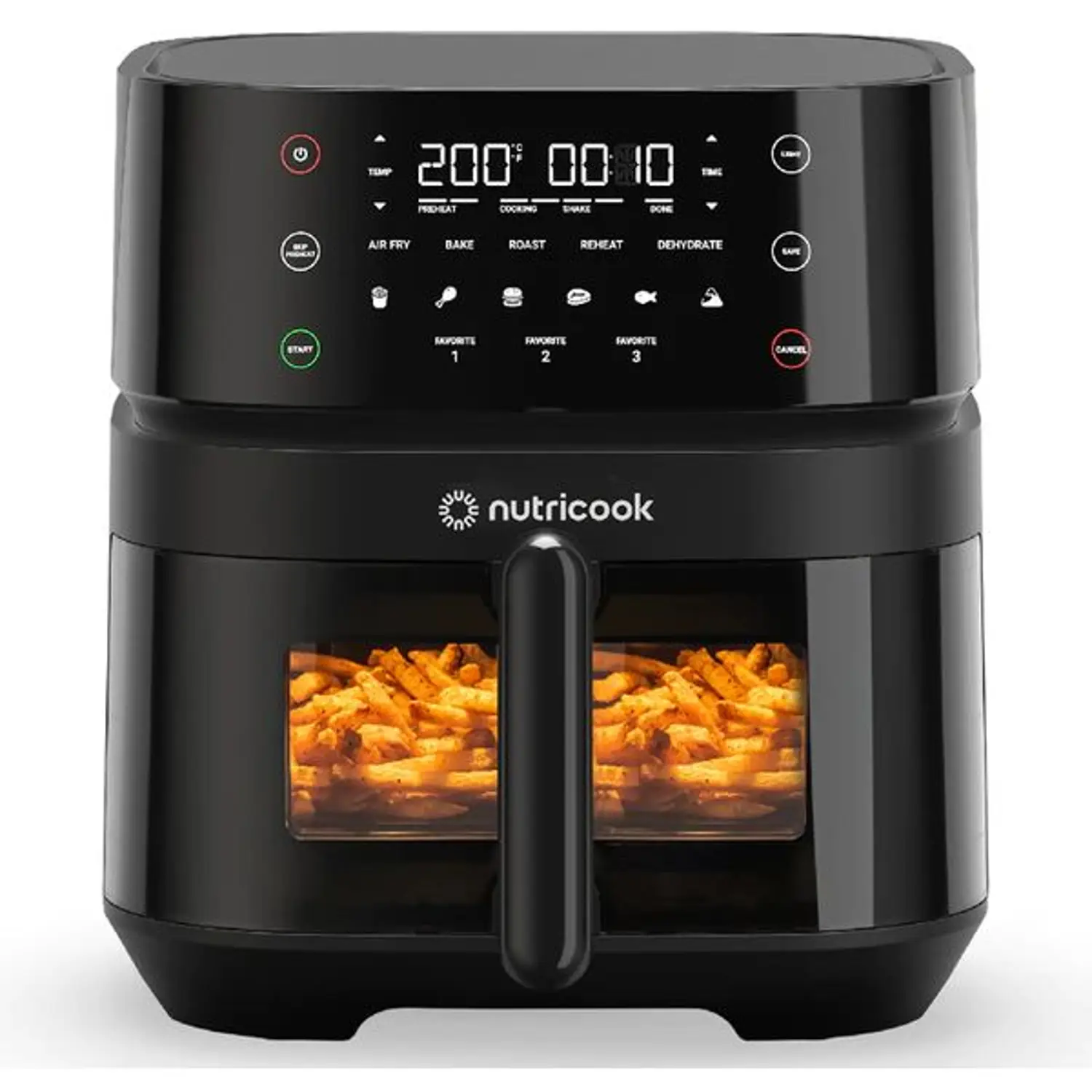 Nutricook Air Fryer 3 Vision with Clear Window and Internal Light, 5.7L, Air Fry, Roast, Bake, Dehydrate & Reheat, 6 Presets, AF357V, Black, 1700 Watts,