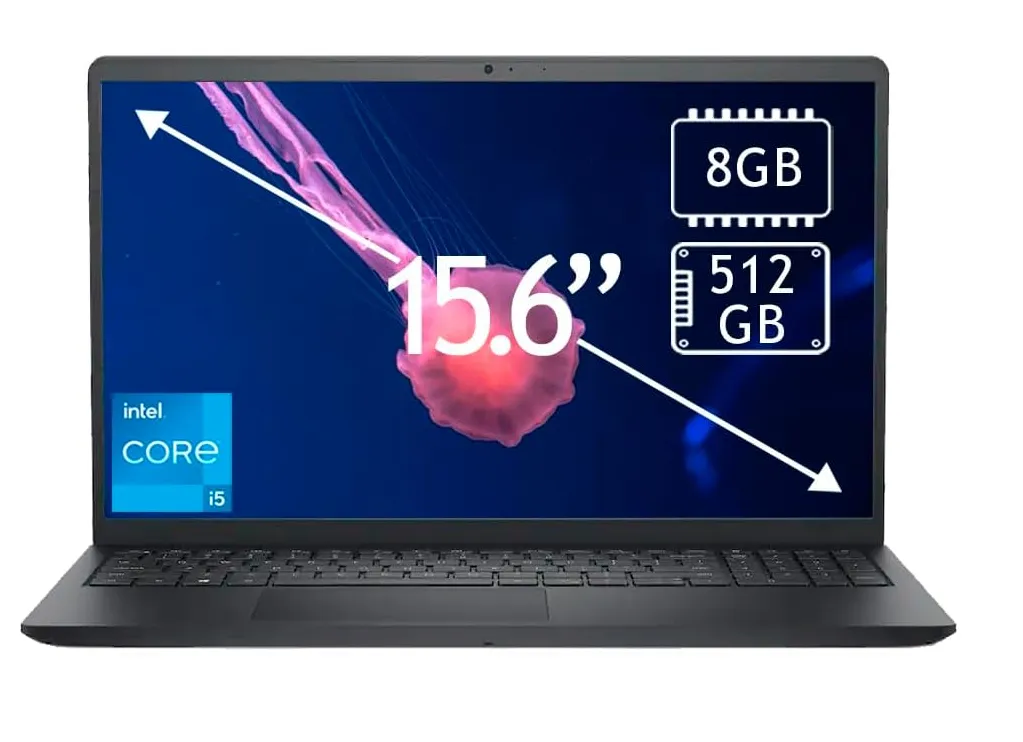 Dell 15 DC15250 Laptop, 15.6" FHD Touch Display, Intel Core i5-1334U Processor, 8GB RAM, 512GB SSD, Intel UHD Graphics, English Keyboard, Windows 11, Carbon Black