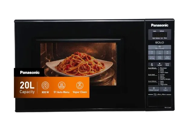 Panasonic 20L Solo Microwave oven, NN-ST266B - 800W, Easy touch control, Auto Reheat, 51 Auto Menu, Auto Defrost, Child Safety lock - Black