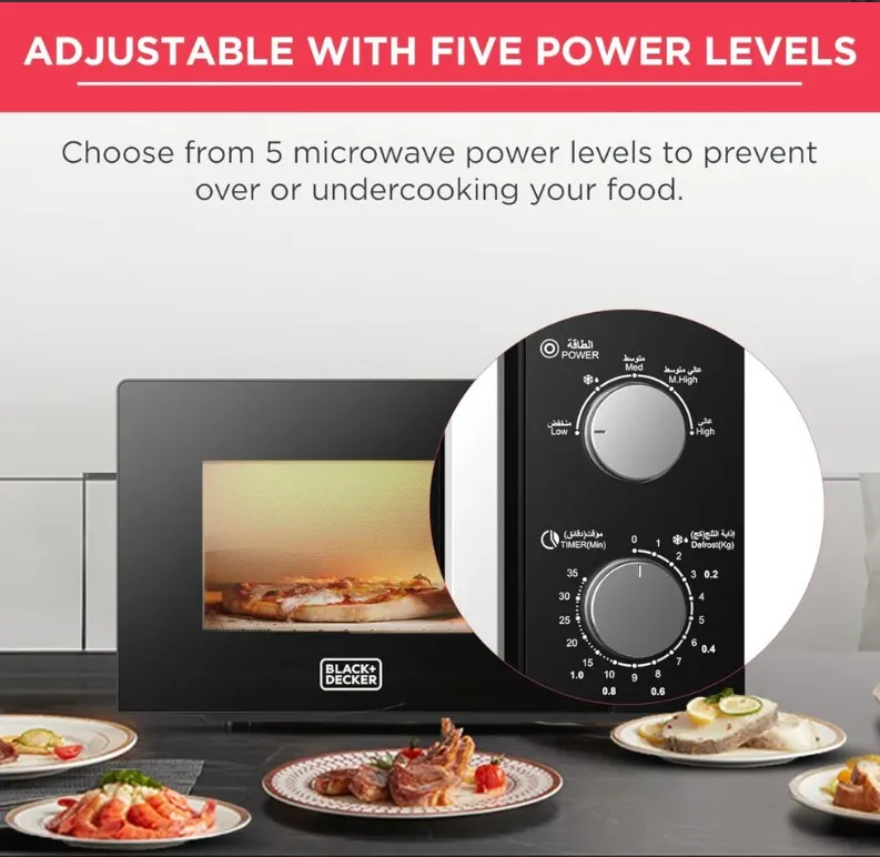 BLACK+DECKER MZ2005P-B5 20 Liter Microwave Oven with Defrost Function & Adjustable Power Levels – Black 3