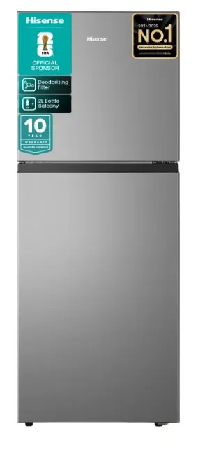 Hisense Refrigerator 264 Liter Top Mount Double Door Silver Model RT3N264NAI
