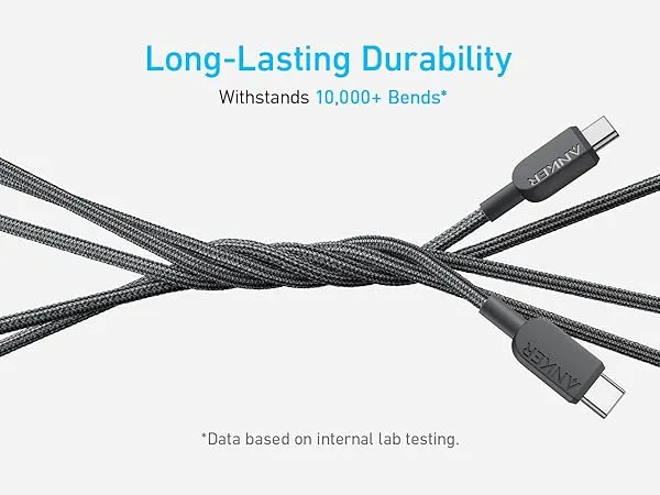 Anker USB C Cable, 4ft 2-in-1 USB C to USB C Cable 140W Max, Fast Charging for iPhone 17/16 Series, Samsung S26/S25/S24, MacBook Air/Pro, Lenovo, HP, iPad, Huawei, Xiaomi and More (USB 2.0, Braided)