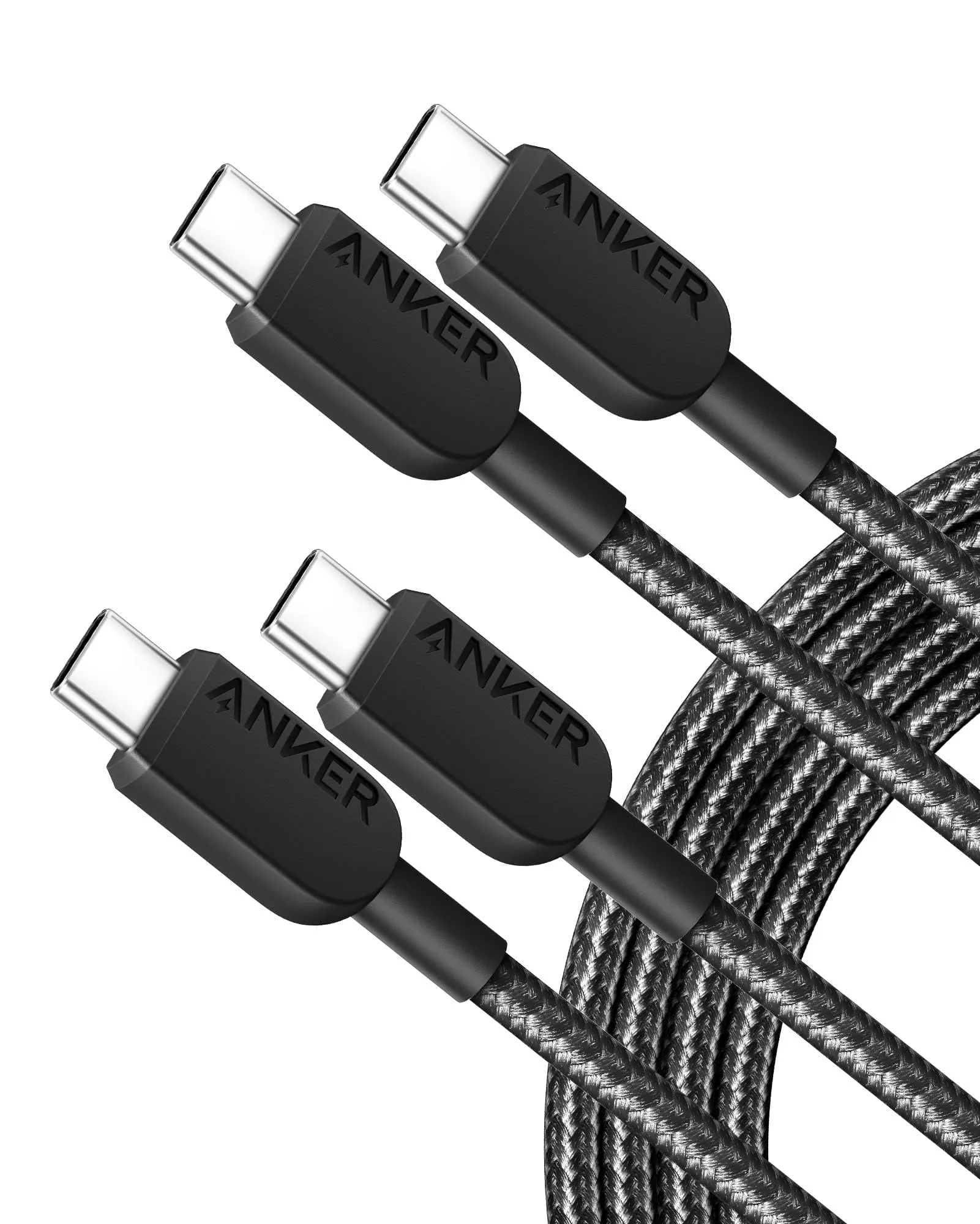 Anker USB C Cable, 310 USB C to USB C Cable (6ft, 2 Pack), (60W/3A) USB C Charger Cable Fast Charge for iPhone 17/16 Series, iPad, MacBook Pro/Air, Samsung, Huawei, Xiaomi, Vivo, Oppo(USB 2.0, Black)