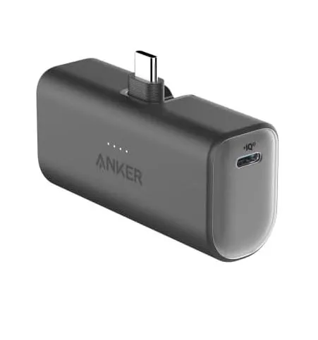 Anker Nano Power Bank, Mini Portable Charger with Built-In Foldable USB-C Connector, 5,000mAh Battery Pack 22.5W, For iPhone 16/15 Series, Samsung, Huawei, iPad, AirPods, Xiaomi, Vivo, Oppo and More