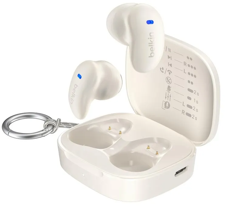 Belkin SoundForm Anywhere Wireless Earbuds, Lightweight Earbuds for Side Sleeping with Long-Lasting Comfort, Bluetooth 6.0, 26H Battery Life, IPX4, Earphones for sleeping, sports and more - White