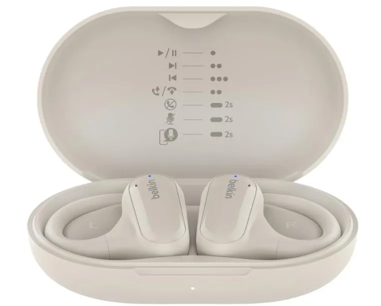 Belkin SoundForm ClearFit Open-Ear Wireless Earbuds, Lightweight Sport Earphones, Bluetooth Earbuds w/Long-Lasting Comfort, IPX5 Waterproof Earbuds for iPhone, Hiking, Biking, Running, & More - Sand 4