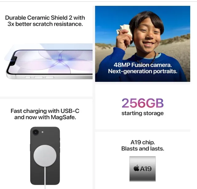 Apple iPhone 17e 512GB: 6.1-inch Super Retina XDR Display, A19 Chip, All-Day Battery Life, 48MP Fusion Camera; White - TDRA Version 4