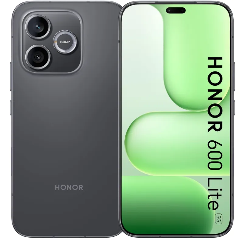 HONOR 600 Lite 5G Smartphone, 8GB RAM + 256GB Storage, 6.6” 120Hz AMOLED Display, 108MP AI Camera with Camera Button, Metal Frame, IP66 Water Resistant, Velvet Black (TDRA Version)