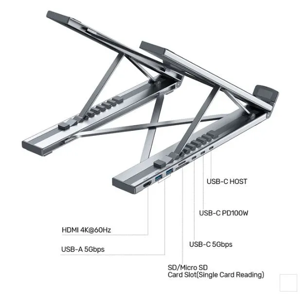 UNITEK Foldable Laptop Stand with Docking Station D1137AGY01 4