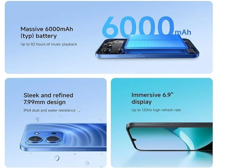 XIAOMI Redmi 15C 4G Midnight Black 8GB+256GB, Massive 6000mAH Battery, 120Hz 6.9" Display, Stylish Design, 50MP AI Dual Camera, 33W Fast Charging (TDRA Version) 3