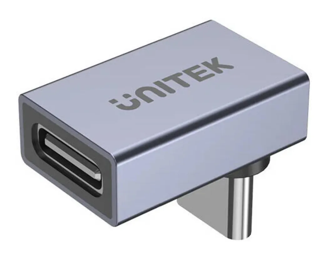 Unitek USB4 90 Degree Right Angle Adapter, 40Gbps Data Transmission Speed, 8K@60Hz Video Output, 240W Fast Charging, Aluminium Alloy Material, Space Grey | A1039GY01