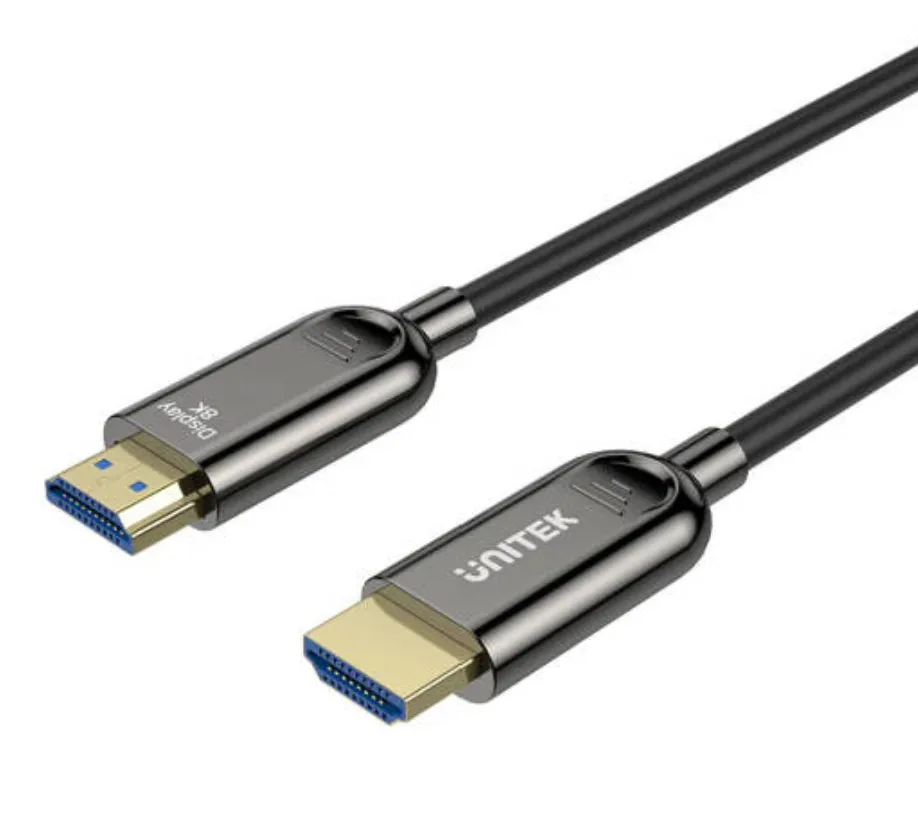 Unitek Fiber Optic 8K HDMI Cable, 8K@60Hz Resolution, Up To 48Gbps Bandwidth, 24K Gold-Plated Plug, Dynamic HDR10, eARC, ALLM, 30AWG, Alloy Housing, 40M Cable Length, Black | C11085GY01-40M