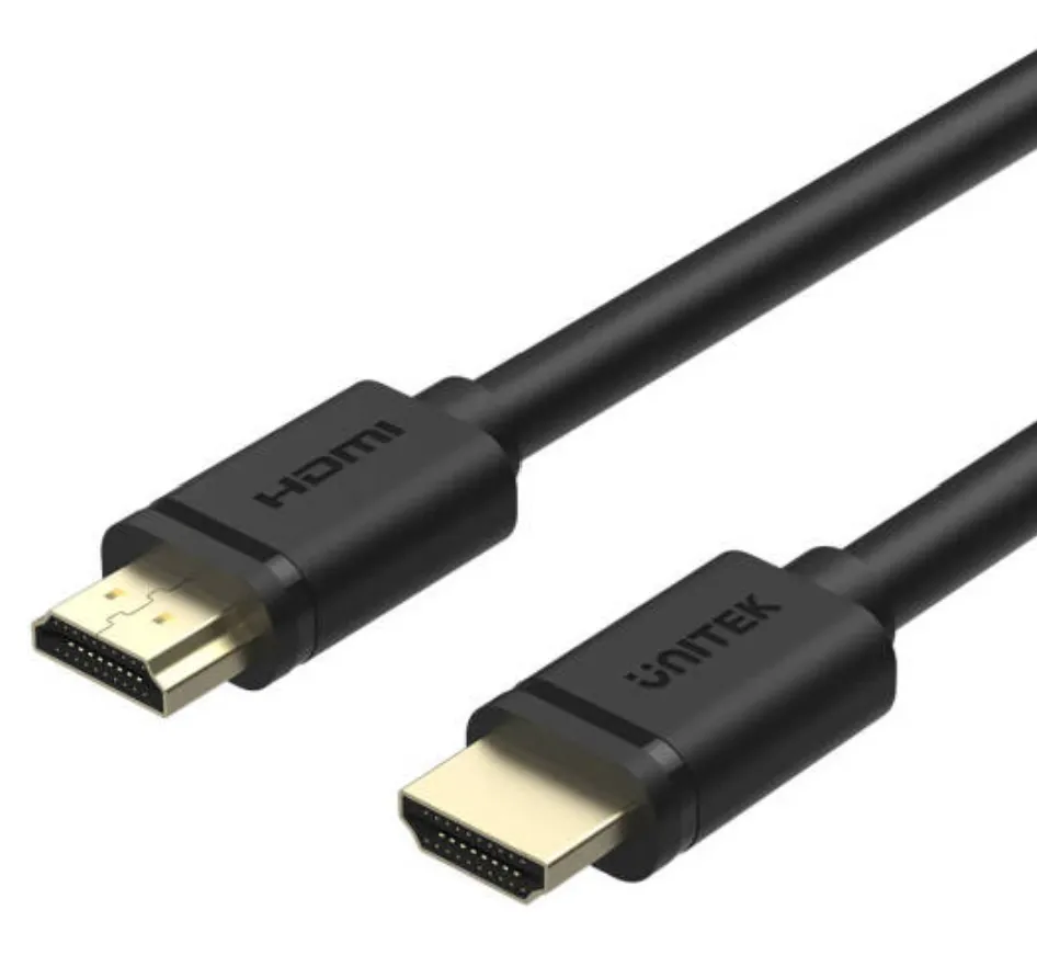 Unitek 4K 60Hz High Speed HDMI Cable, 4K 60Hz UHD Resolution, Supports 3D Display, Twisted Pair Cabling Technology, Gold-Plated, Fine Copper Wire, 1M Cable Length, Black | Y-C136M