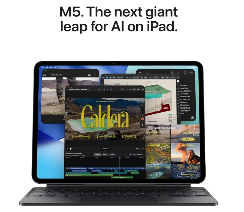 Apple iPad Pro 13-inch (M5) 512GB: Ultra Retina XDR display, Landscape 12MP Front Camera/12MP Back Camera, LiDAR Scanner, Wi-Fi + 5G Cellular, All-Day Battery Life —silver 3
