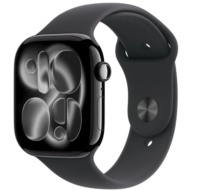 Apple Watch Series 11 GPS 42mm Smartwatch with Jet Black Aluminium Case with Black Sport Band S/M. Sleep Score, Fitness Tracker, Health Monitoring, Always-On Display, Water Resistant