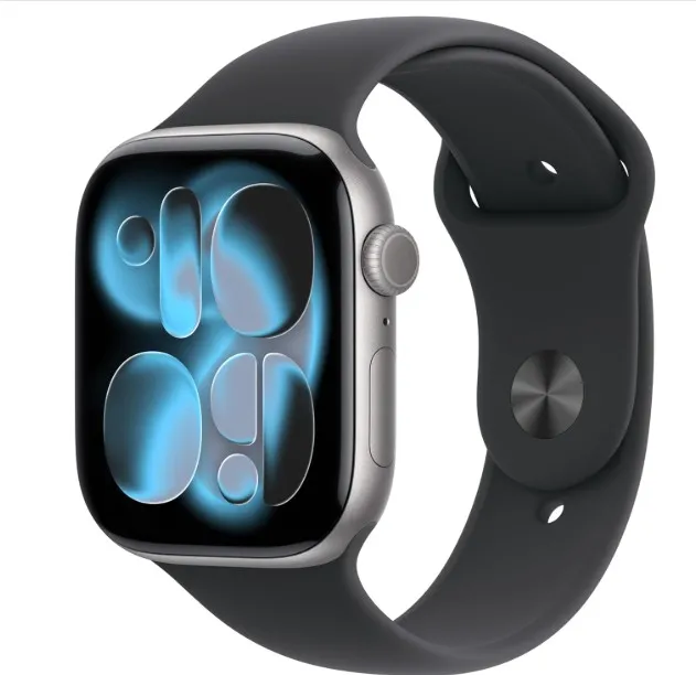 Apple Watch Series 11 GPS 42mm Smartwatch with Space Grey Aluminium Case with Black Sport Band S/M. Sleep Score, Fitness Tracker, Health Monitoring, Always-On Display, Water Resistant