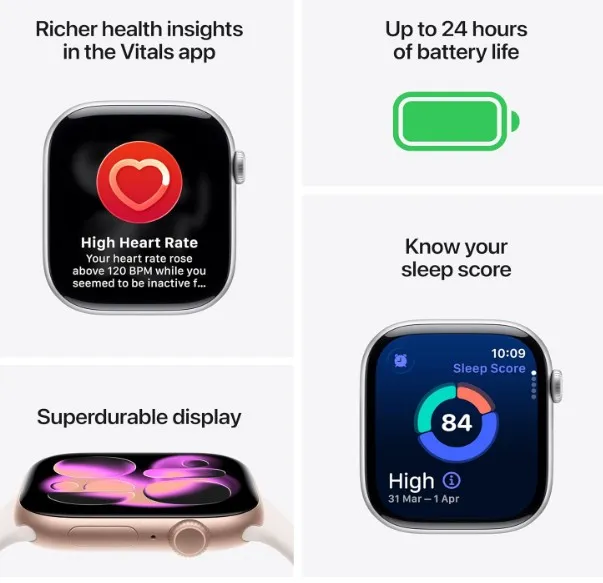 Apple Watch Series 11 GPS 42mm Smartwatch with Rose Gold Aluminium Case with Light Blush Sport Band S/M. Sleep Score, Fitness Tracker, Health Monitoring, Always-On Display, Water Resistant