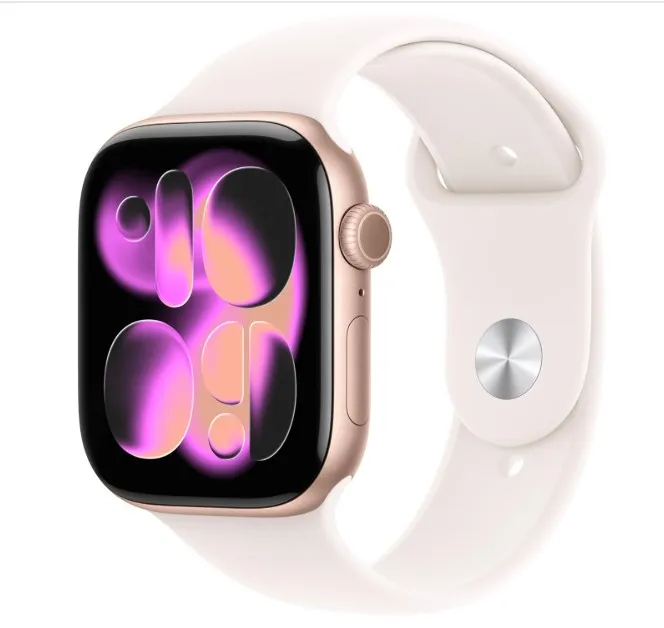 Apple Watch Series 11 GPS 42mm Smartwatch with Rose Gold Aluminium Case with Light Blush Sport Band S/M. Sleep Score, Fitness Tracker, Health Monitoring, Always-On Display, Water Resistant