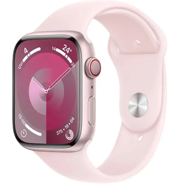 Apple Watch Series 9 GPS + Cellular 45mm Pink Aluminum Case with Light Pink Sport Band M/L – Middle East Version