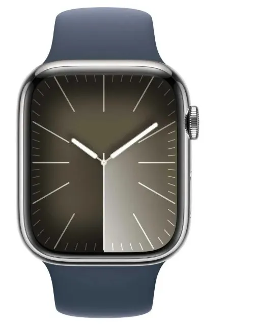 Apple Watch Series 9 GPS + Cellular 41mm Silver Stainless Steel Case with Storm Blue Sport Band M/L – Middle East Version