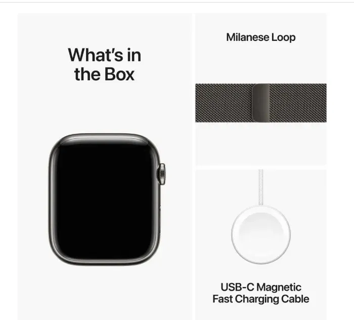 Apple Watch Series 9 GPS + Cellular 41mm Graphite Stainless Steel Case with Graphite Milanese Loop – Middle East Version