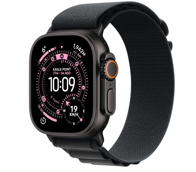 Apple Watch Ultra 3 GPS + Cellular 49mm Premium Running and Multisport Smartwatch with Rugged Black Titanium Case with Black Alpine Loop - Medium. Advanced Health and Fitness Tracking