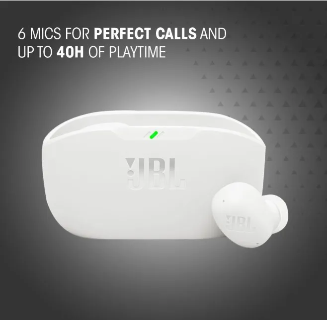JBL Wave Buds 2 True Wireless Noise Cancellling Earbuds, Pure Bass Sound, Bluetooth 5.3, LE Audio, Smart Ambient, 4-Mic Technology, 40H Battery, Water and Dust Resistant - White