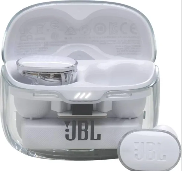 JBL Tune Buds True Wireless Noise Cancellling Earbuds, Pure Bass Sound, Bluetooth 5.3, LE Audio Support, Smart Ambient, 4-Mic, 48H Battery, Water and Dust Resistant, Ghost White | JBLTBUDSGWHT