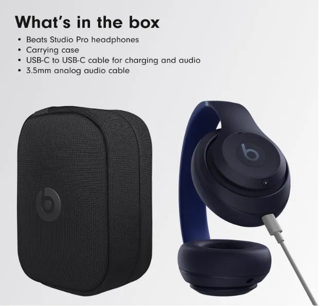 Beats Studio Pro - Wireless Bluetooth Noise Cancelling Headphones - Personalized Spatial Audio, USB-C Lossless Audio, Apple & Android Compatibility, Up to 40 Hours Battery Life - Navy 4