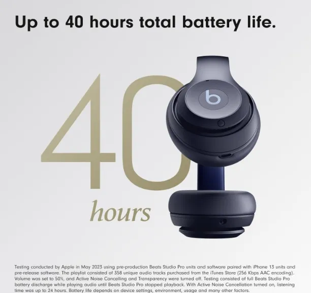 Beats Studio Pro - Wireless Bluetooth Noise Cancelling Headphones - Personalized Spatial Audio, USB-C Lossless Audio, Apple & Android Compatibility, Up to 40 Hours Battery Life - Navy 3