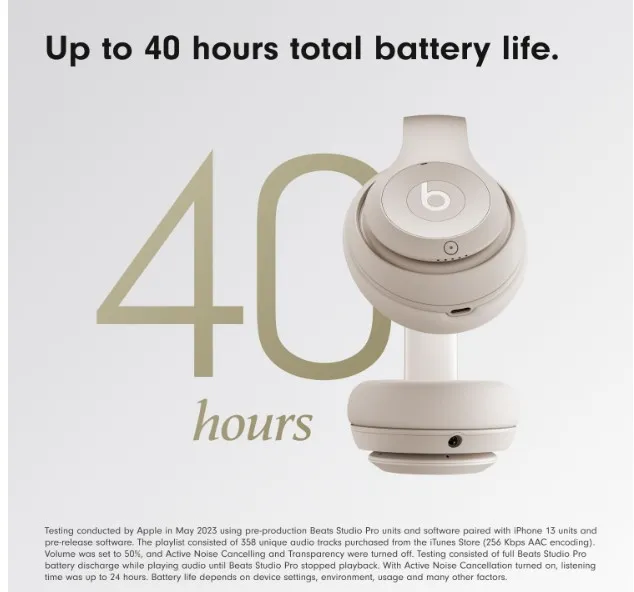 Beats Studio Pro - Wireless Bluetooth Noise Cancelling Headphones - Personalized Spatial Audio, USB-C Lossless Audio, Apple & Android Compatibility, Up to 40 Hours Battery Life - Sandstone 3