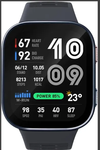 Amazfit Bip Max 50mm Smartwatch, 2.07" AMOLED Display, GPS, 4GB Storage, Offline Maps, Tracker, Hybrid Training, 150+ Sports, HYROX Mode, 5 ATM for Android & iPhone, Blue | A2568