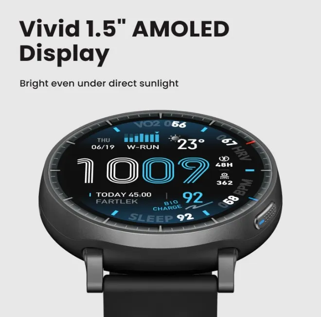 Amazfit Active Max Smartwatch 1.5 Inch AMOLED Display, 25 Day Battery, Offline Maps, NFC, GPS, 4GB Memory, 170+ Sports Modes, 5 ATM Water Protection, Heart Rate & Sleep Tracking for Android & iPhone