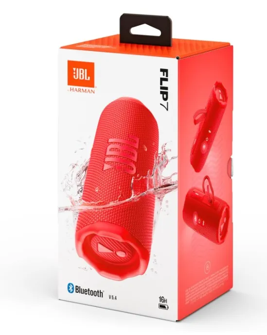 JBL Flip 7 - JBL Pro Sound with AI Sound Boost, up to 16 hours of playtime, multi-speaker connection via Auracast, and waterproof, dustproof, drop-proof design for all adventures – Red. 5