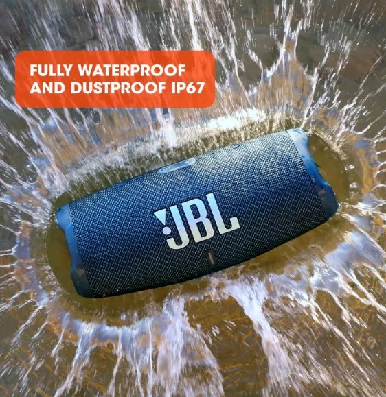 JBL Charge 5 - Portable Bluetooth Speaker with deep bass, IP67 waterproof and dustproof, 20 hours of playtime, built-in powerbank, in blue 4