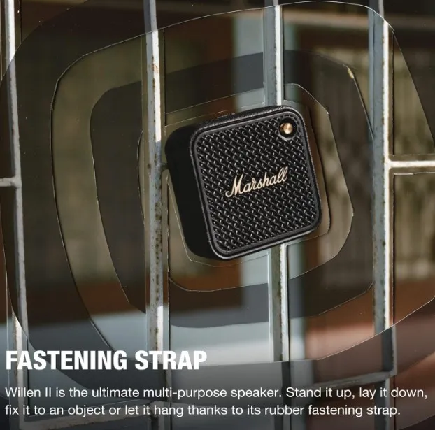 Marshall Willen II Wireless Bluetooth Speaker, Over 17+ Hours Playtime, IP67 Waterproof - Black and Brass 4