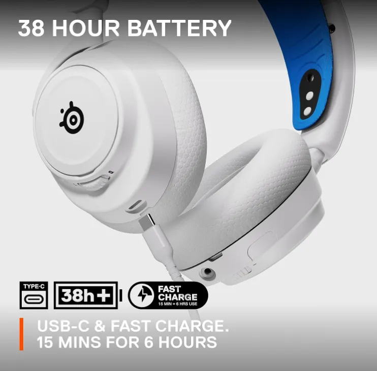 SteelSeries Arctis Nova 7P Wireless PS5 Gaming Headset - Neodymium Magnetic Drivers - Dual Wireless PlayStation & Bluetooth - 38H USB-C Battery - Gen2 AI Mic - Supports PS4, PC, Switch, Mobile - White 5