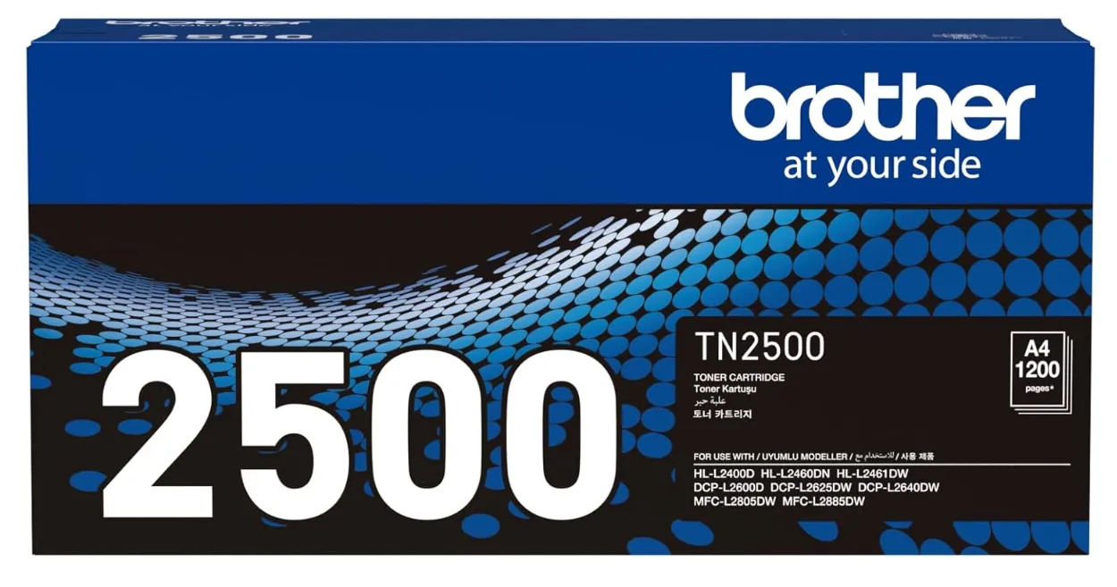 Brother Genuine TN2500 Standard Yield Black Ink Printer Toner Cartridge, Prints up to 1,200 pages