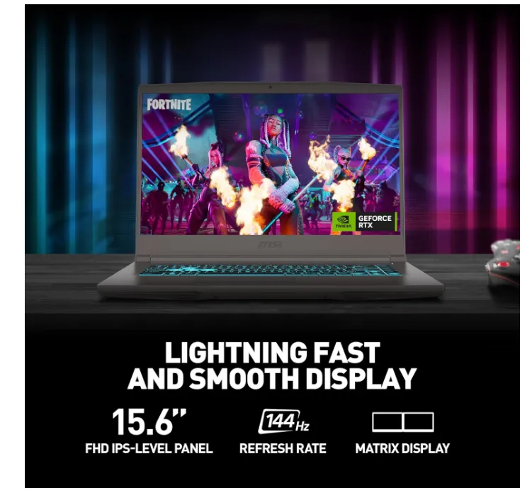 MSI Thin A15 Gaming Laptop, AMD Ryzen 7 7735HS Processor, 16GB DDR5 RAM, 512GB SSD, 6GB NVIDIA RTX 4050 Graphics, 15.6" 144Hz FHD Display, DOS, Backlit English Keyboard, 1 Year Warranty | 9S7-16RK11-652 3