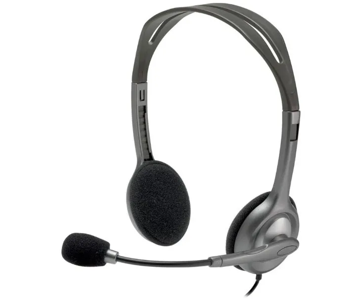 Logitech H111 Stereo Headphones, Bi-directional Microphones Type, Adjustable Headband, 1.3m Cable Length, 3.5mm Audio Jack, Black | 981-000593